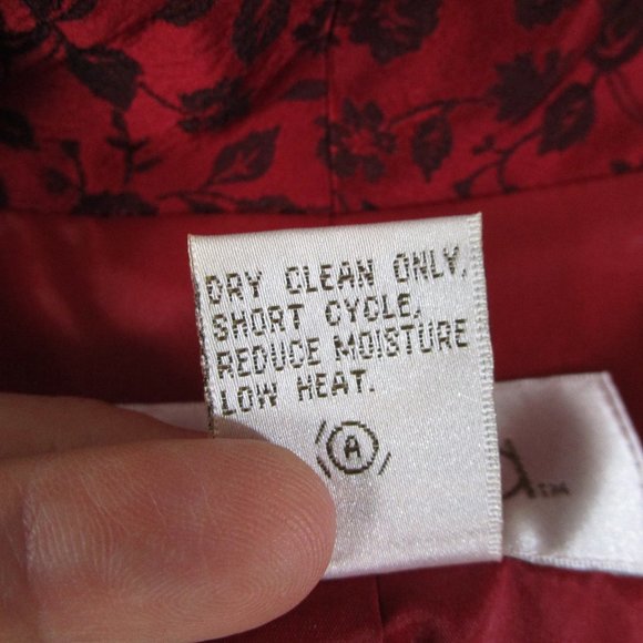 Elana By Tanner Plus Size Red Black Floral Jacquard Skirt Suit Size 14 Formal - Picture 12 of 16